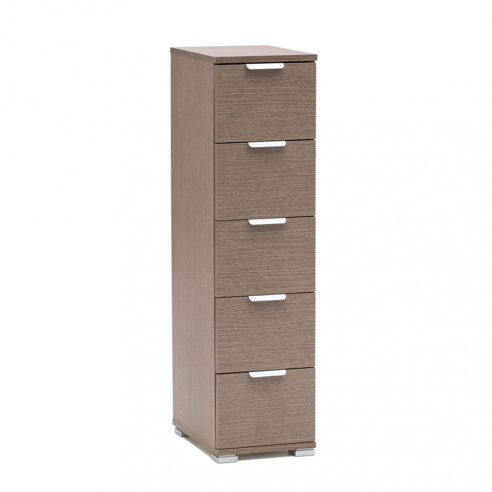 Cassettiera 5 cassetti rovere grigio