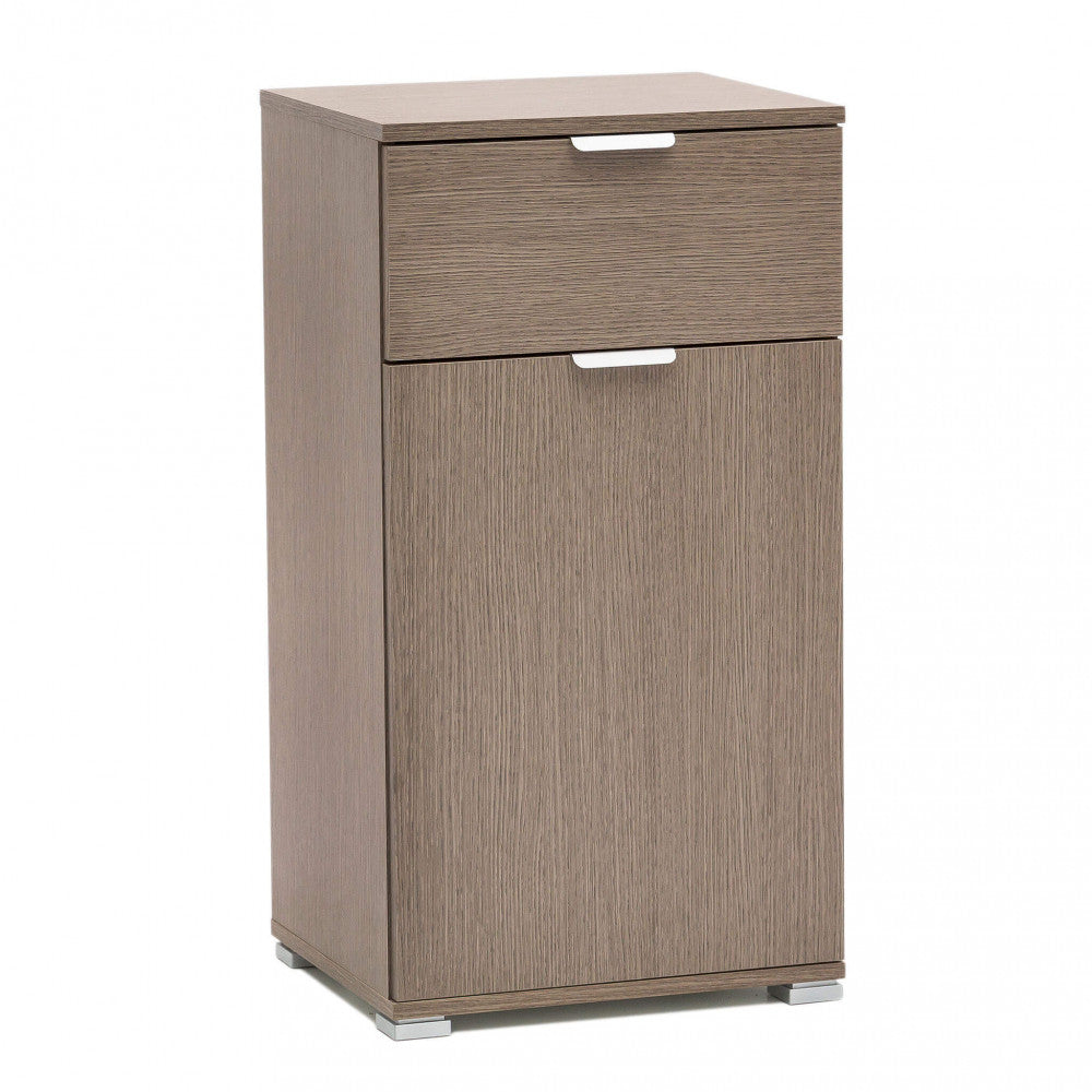 Mobiletto con 1 anta e 1 cassetto rovere grigio