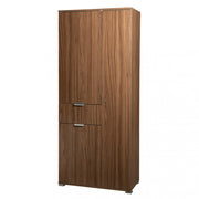 Wardrobe with 3 doors and 1 drawer in walnut color