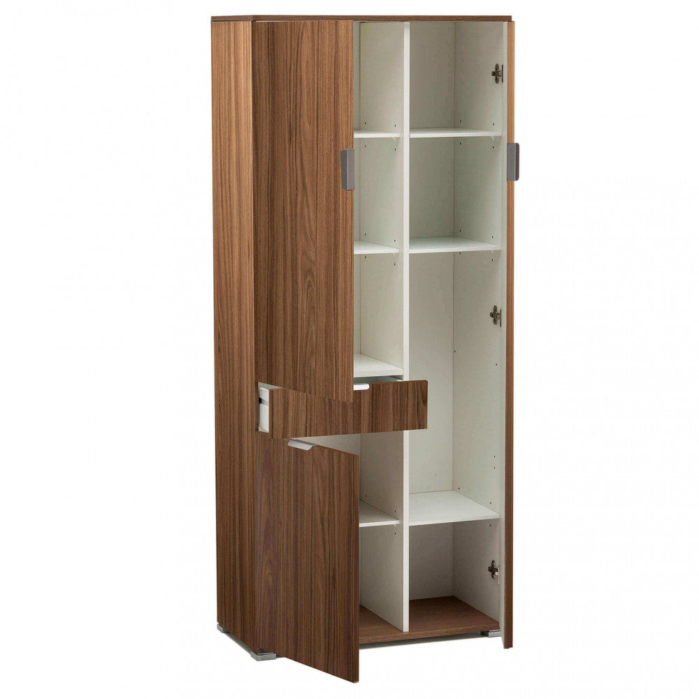 Armadio con 3 ante e 1 cassetto tinta noce