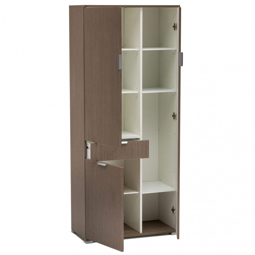 Armadio con 3 ante e 1 cassetto rovere grigio