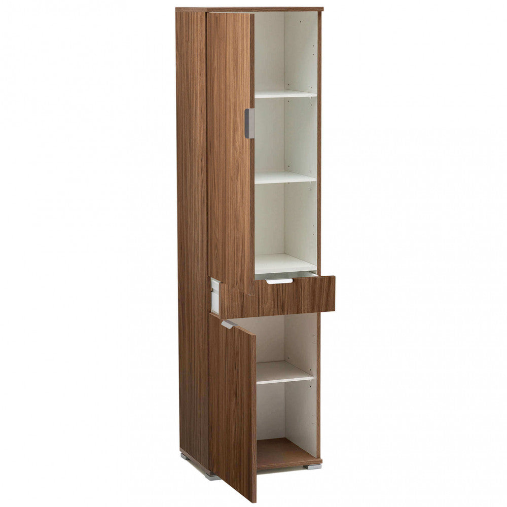 Wardrobe with 2 doors and 1 drawer in walnut color