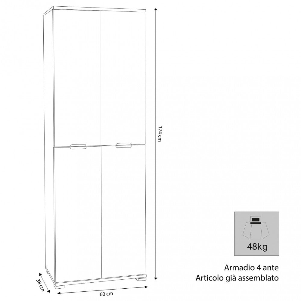 4-door natural wardrobe