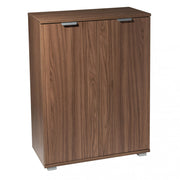 2-door walnut-colored cabinet