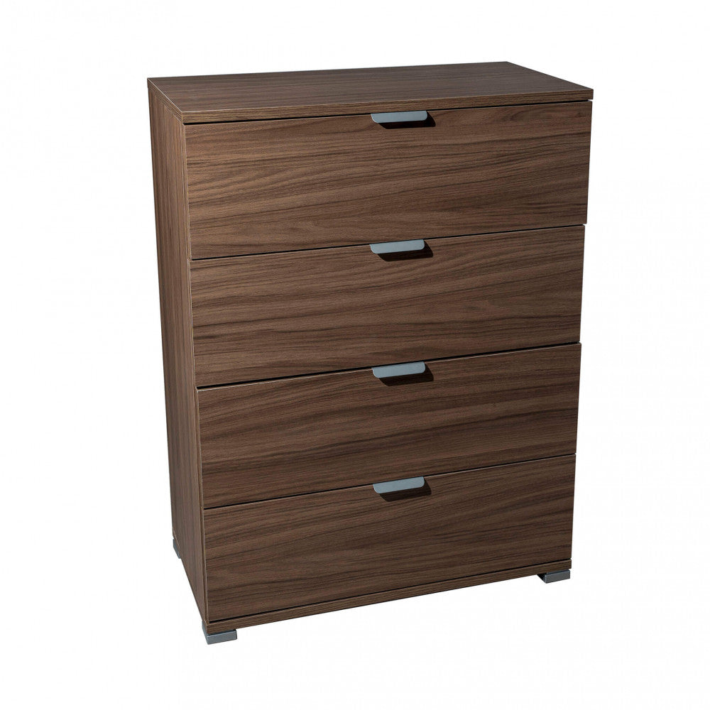 Cassettiera 4 cassetti tinta noce