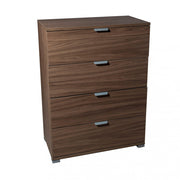 Cassettiera 4 cassetti tinta noce