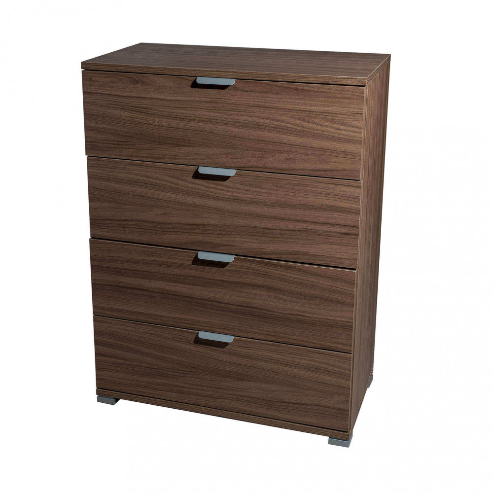 Cassettiera 4 cassetti tinta noce