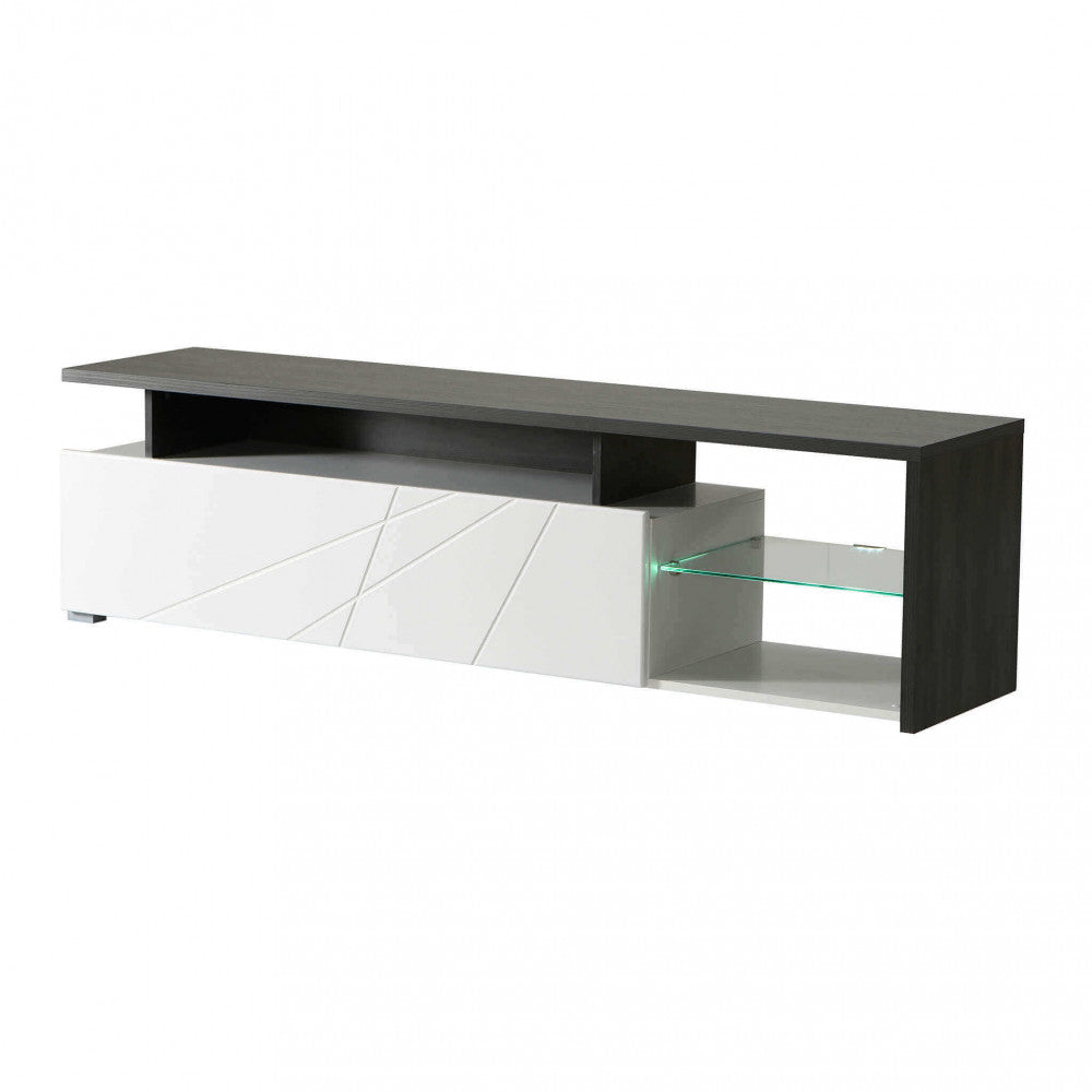 11008822 portatv arctic bianco, legno nero e bianco gloss