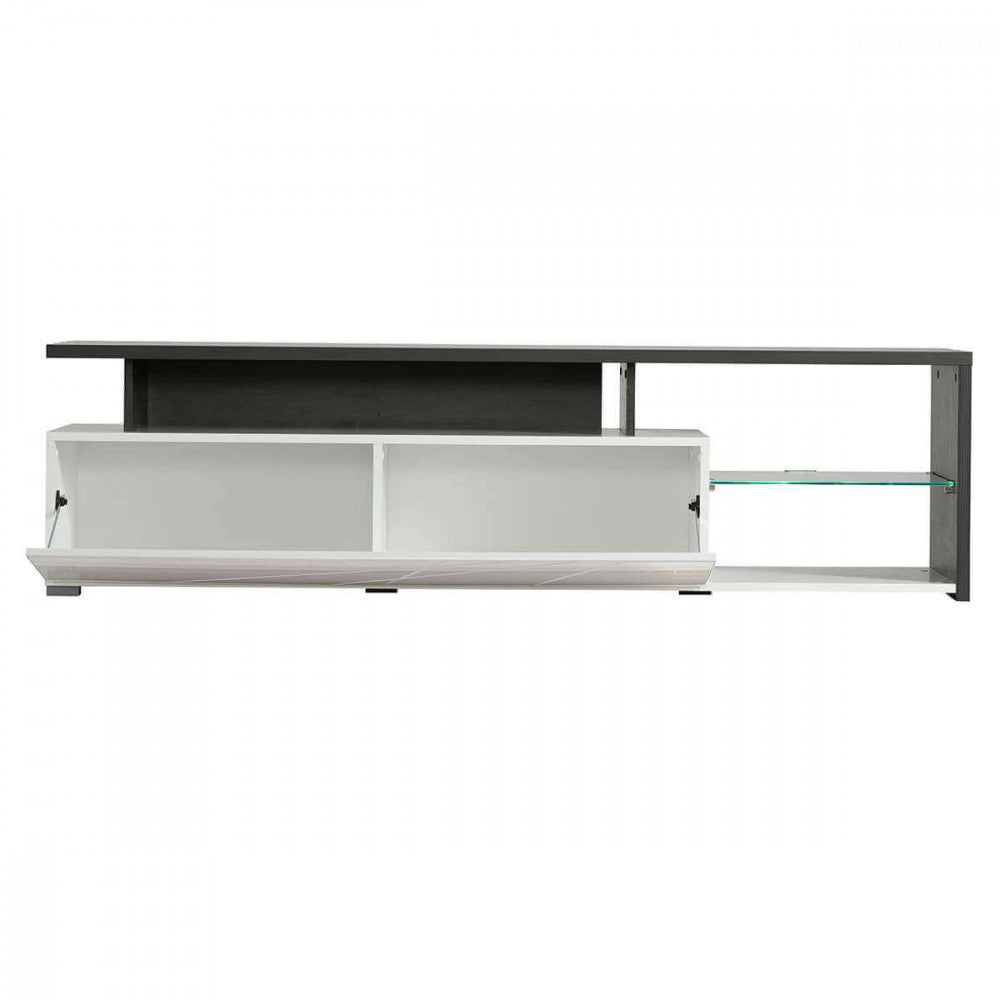 11008822 portatv arctic bianco, legno nero e bianco gloss