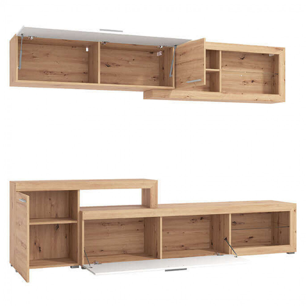 11011221 soggiorno kanas rovere artigiano e bianco laccato super