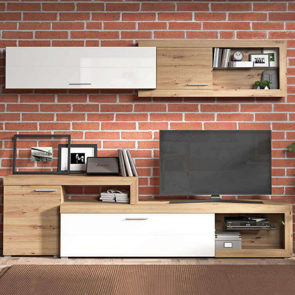 11011221 soggiorno kanas rovere artigiano e bianco laccato super