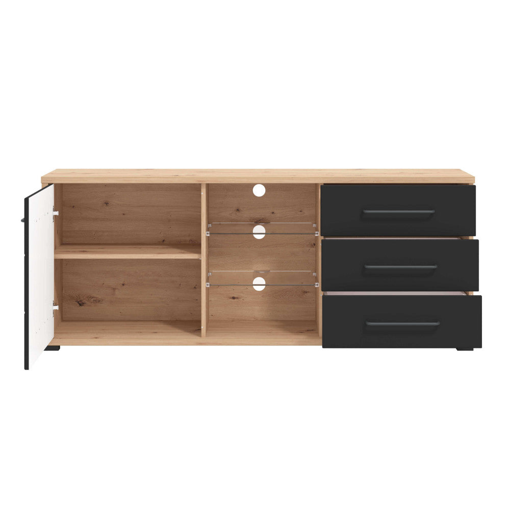 11011519 Lusitania TV shelf in artisan oak and black