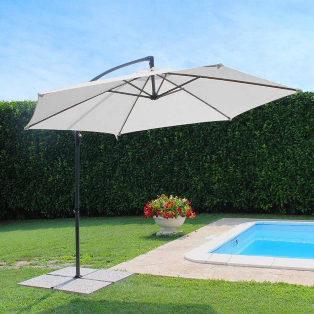 Ombrellone eris p/l ø 3 palo nero telo bianco