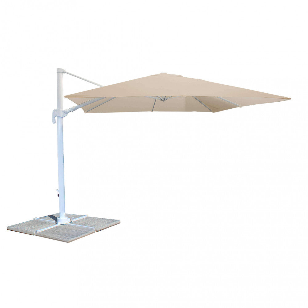 Ombrellone saturno bianco p/l 3 x 3 telo tortora