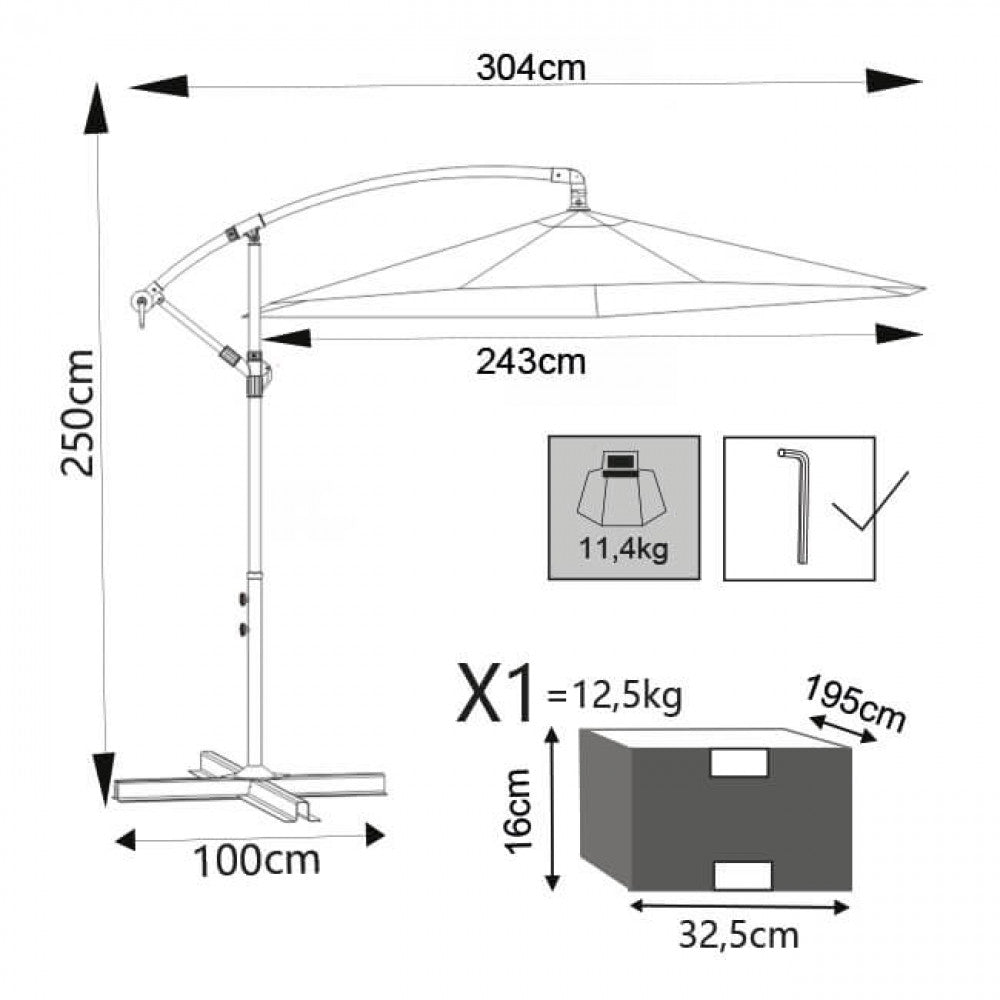 Ombrellone almeria p/l 2,5 x 2,5