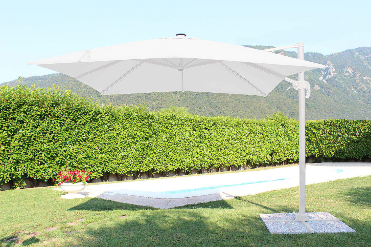 3 x 3 Pitagora white LED umbrella with white canopy