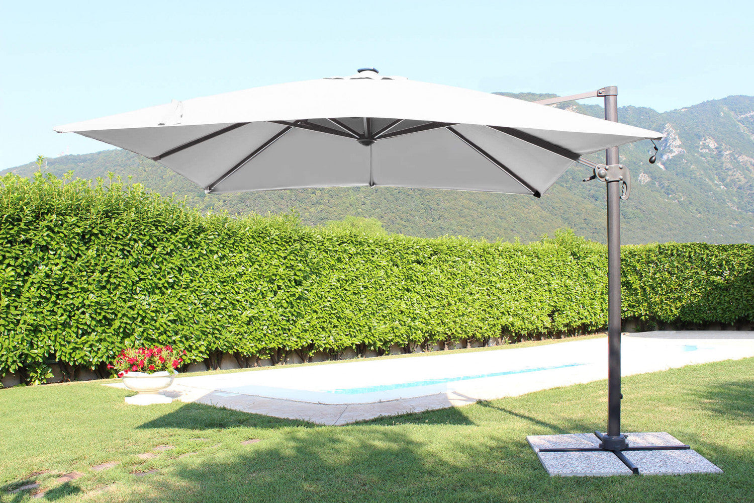 3 x 3 Pitagora anthracite LED umbrella with grey canopy