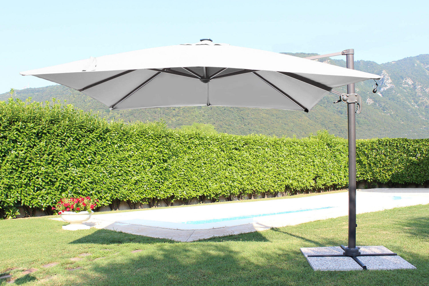 3 x 4 Pitagora anthracite LED umbrella with grey canopy