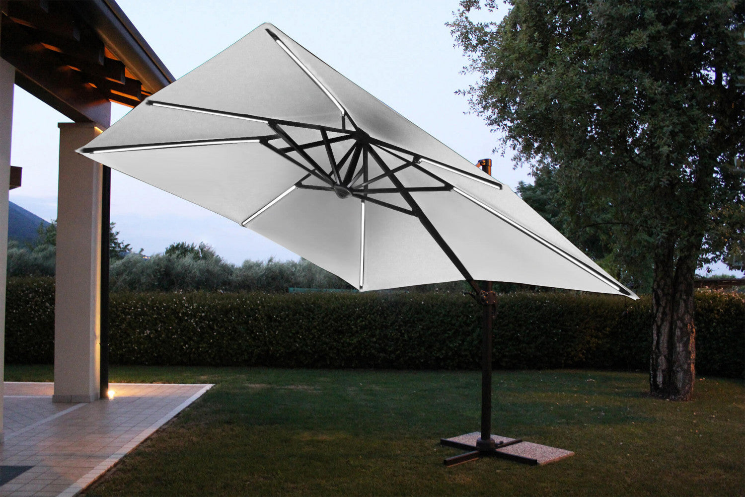 3 x 4 Pitagora anthracite LED umbrella with grey canopy