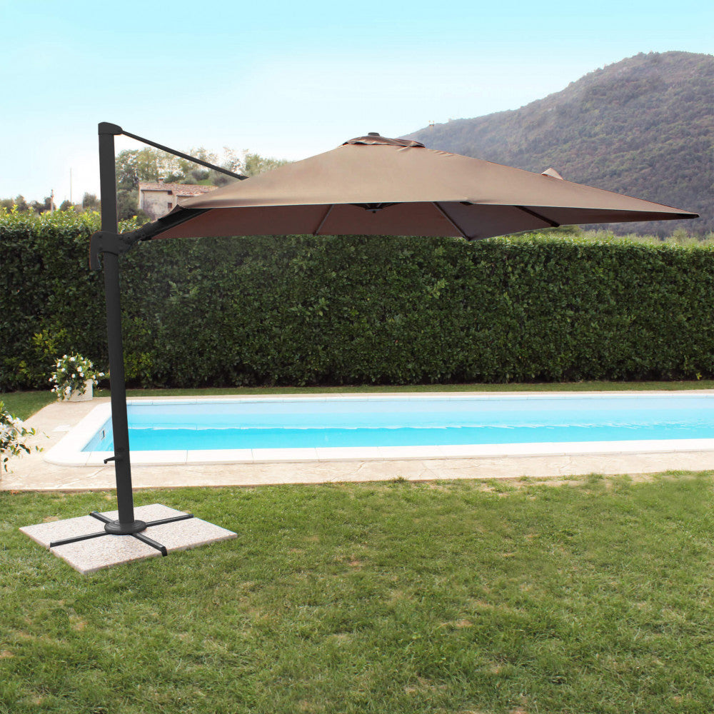 Ombrellone nettuno lux nero p/l 3 x 3 telo taupe