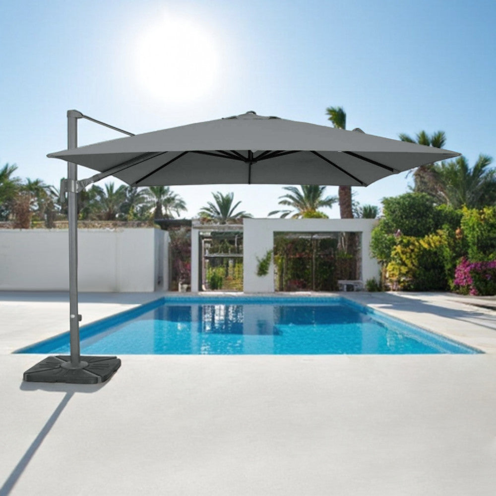 Ombrellone nettuno lux nero p/l 3 x 4 telo grigio chiaro