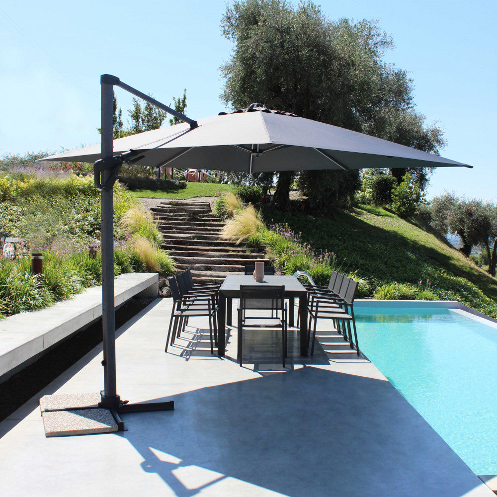 Ombrellone mendel grgio effetto legno p/l 3 x 3 grigio