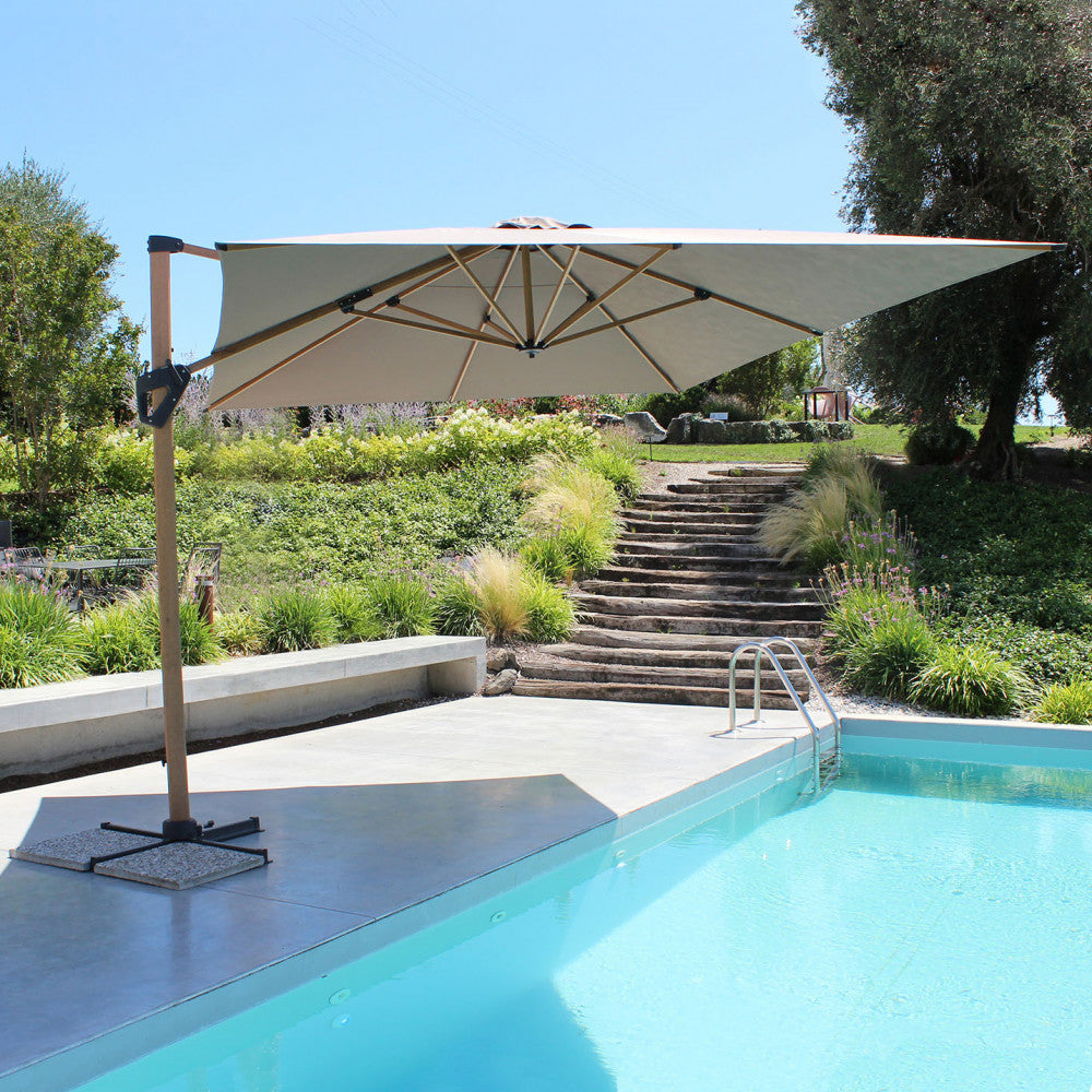 Ombrellone mendel marrone effetto legno p/l 3 x 4 taupe