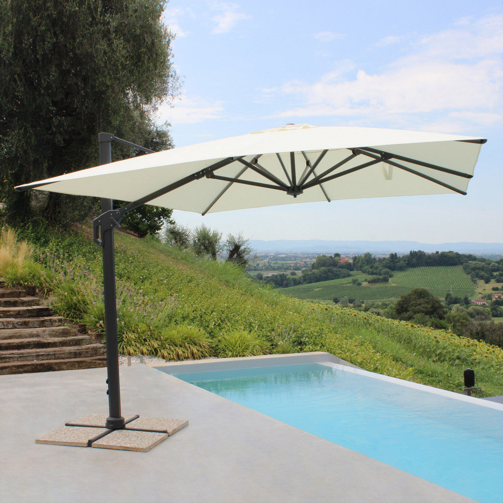 Ombrellone stephenson nero p/l 3 x 3 telo beige