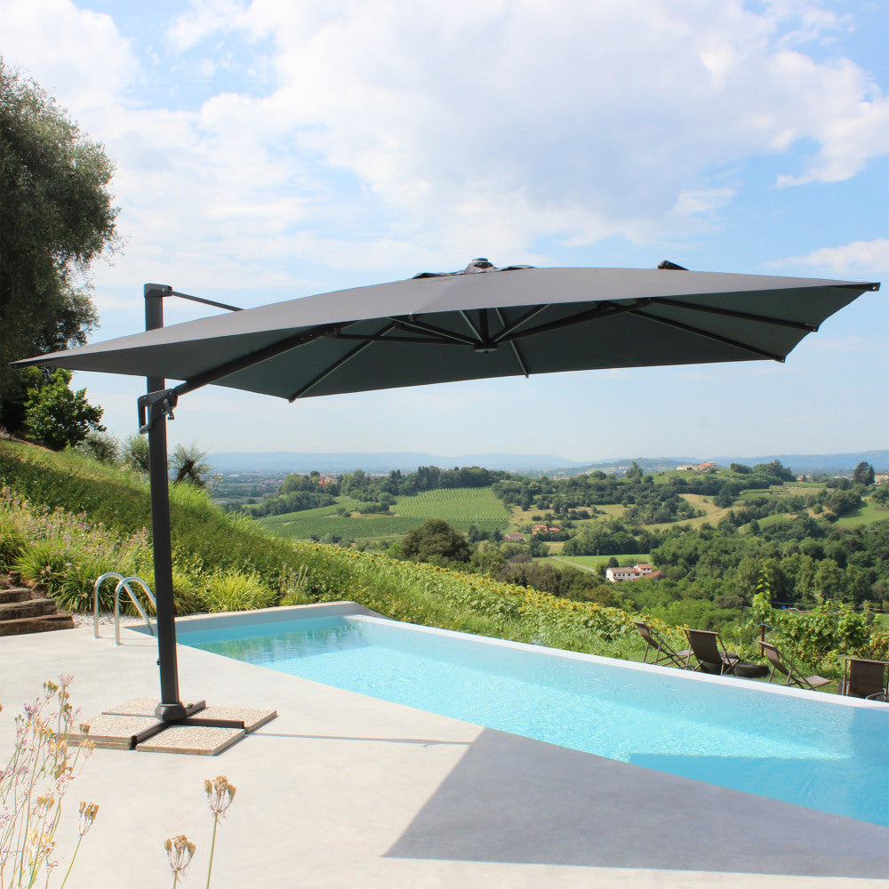 Ombrellone acrux nero p/l 4 x 4 telo grigio