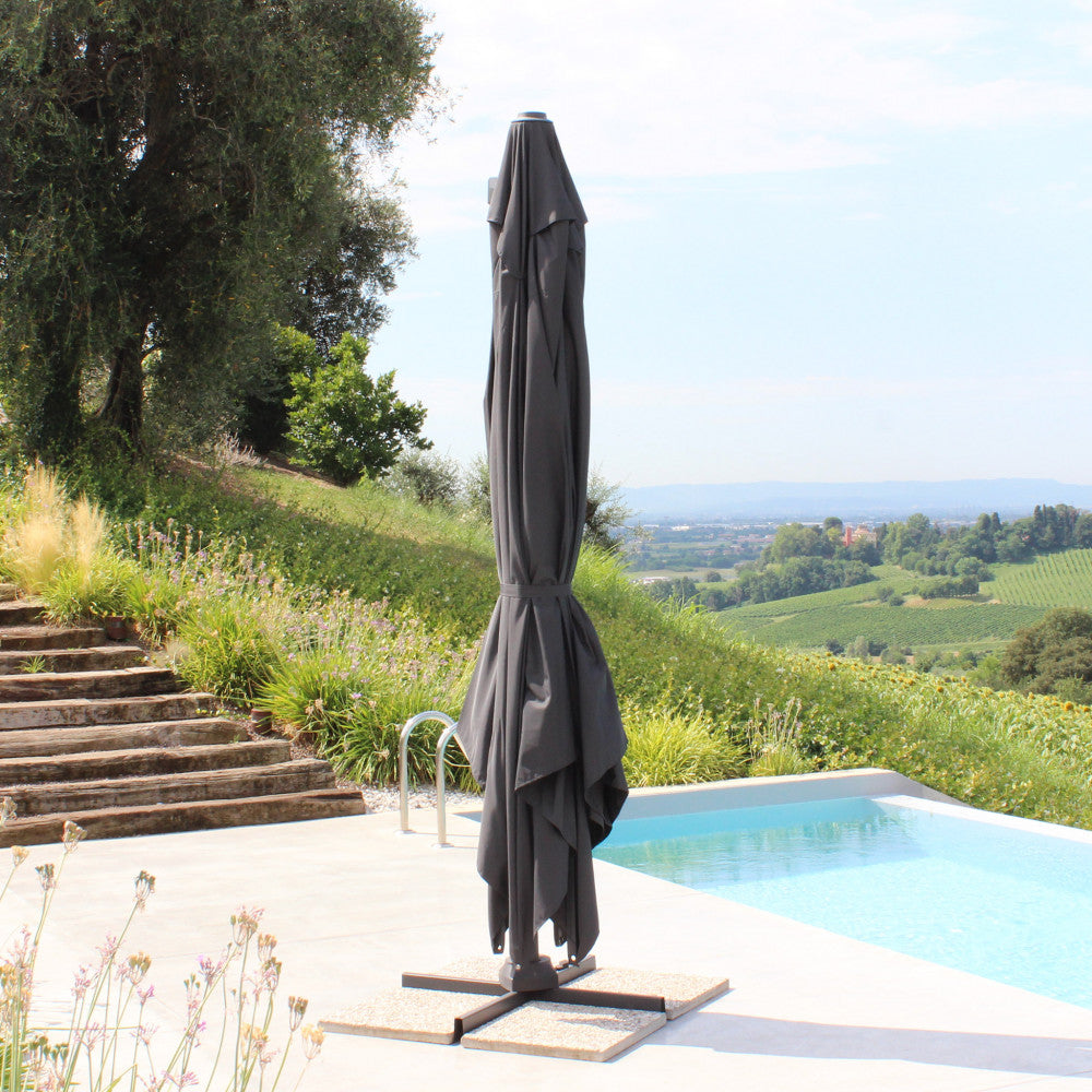 Ombrellone acrux nero p/l 4 x 4 telo grigio