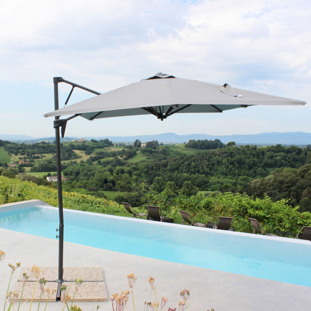 Ombrellone altair nero p/l 2 x 3 telo grigio chiaro