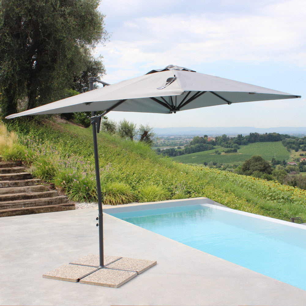 Ombrellone altair nero p/l 2 x 3 telo grigio chiaro