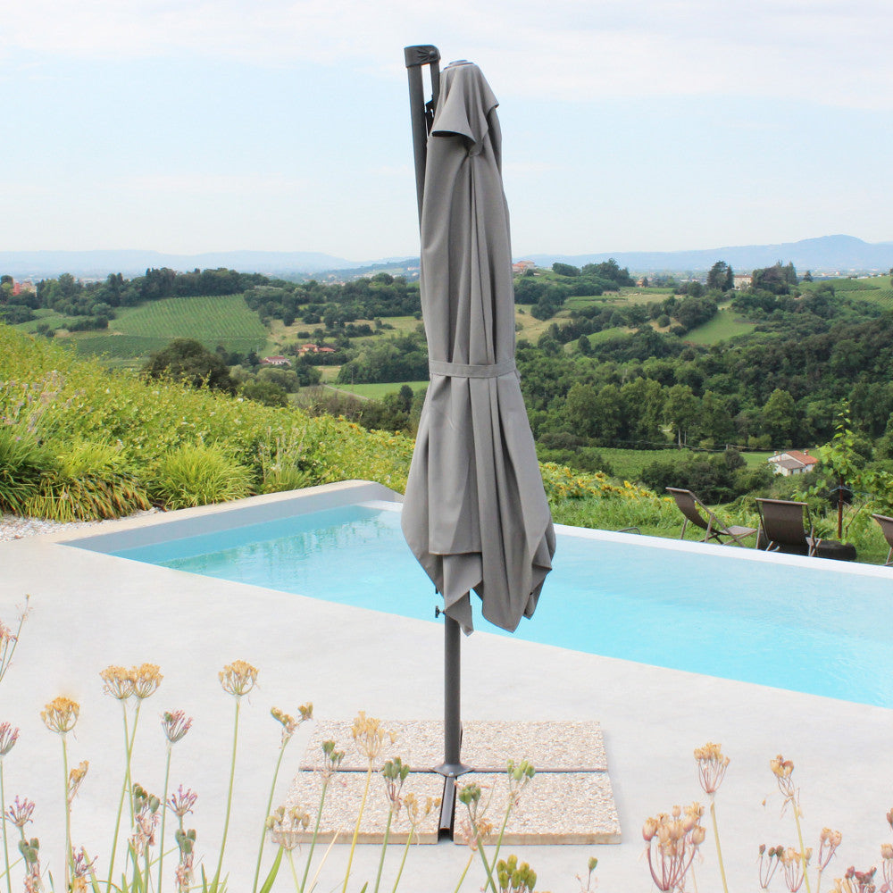 Ombrellone altair nero p/l 2 x 3 telo grigio chiaro