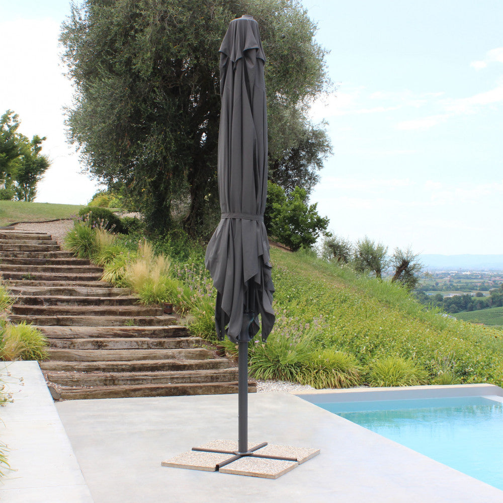 Ombrellone deneb nero p/c 4 x 4 telo grigio chiaro