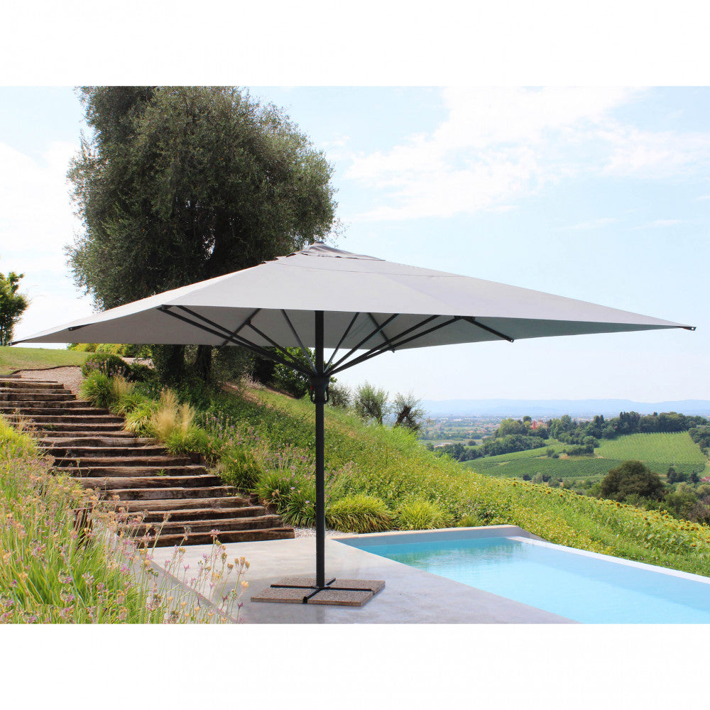 Ombrellone deneb nero p/c 4 x 4 telo grigio chiaro