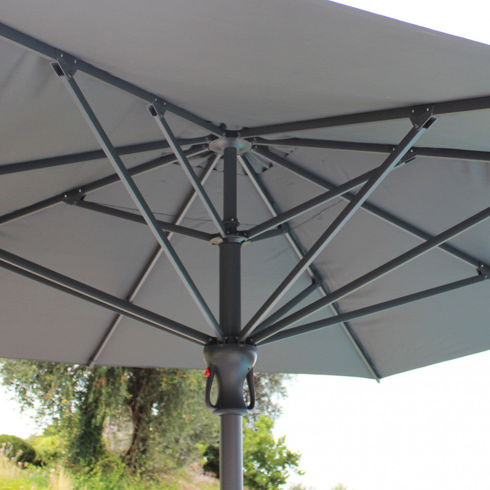 Ombrellone deneb nero p/c 4 x 4 telo grigio chiaro