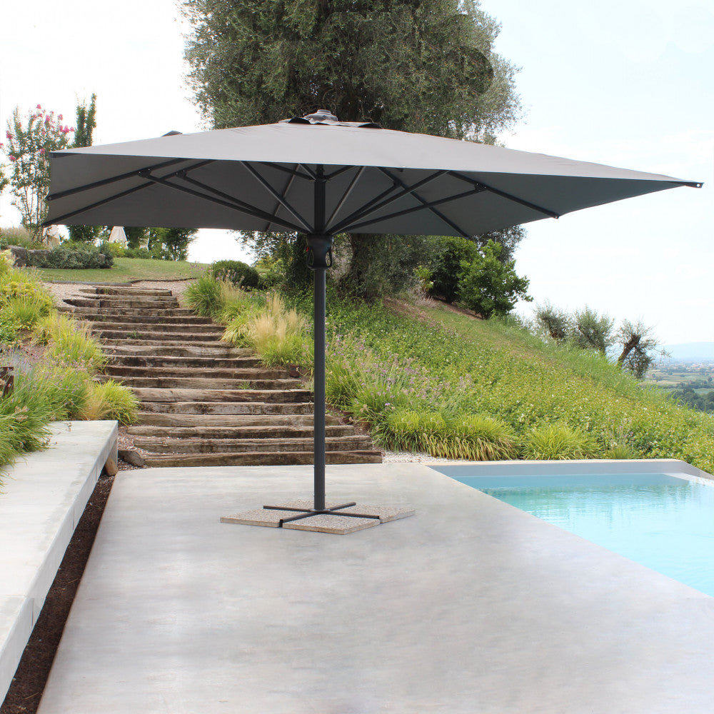 Ombrellone deneb nero p/c 5 x 5 telo grigio chiaro