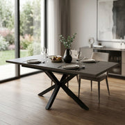 Tavolo allungabile garfield antracite effetto legno struttura nera 160/200 x 90