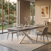 Tavolo allungabile garfield grigio effetto cemento struttura bianca 160/200 x 90