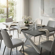 Tavolo allungabile garfield grigio legno struttura bianca 160/200 x 90