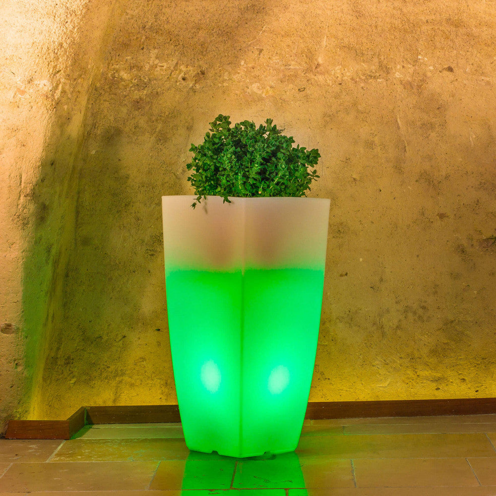 Vaso luminoso hydrus 70 h con led multicolor e batteria solare