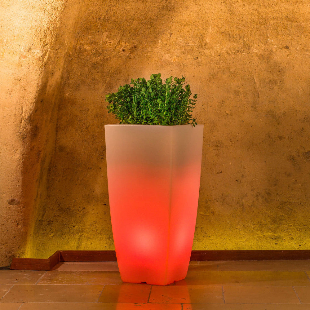 Vaso luminoso hydrus 90 h con led multicolor e batteria solare