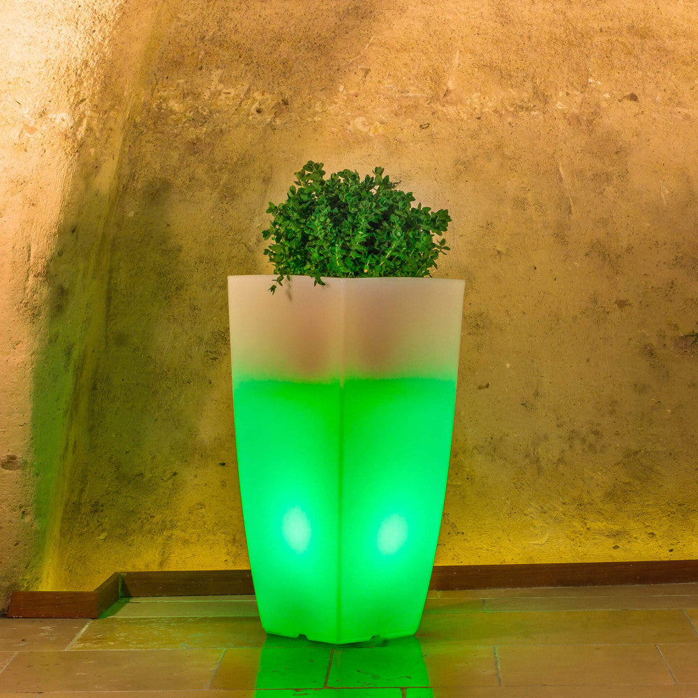 Vaso luminoso hydrus 90 h con led multicolor e batteria solare