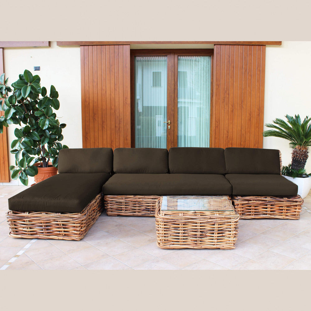 Polynesian modular sofa with cushions