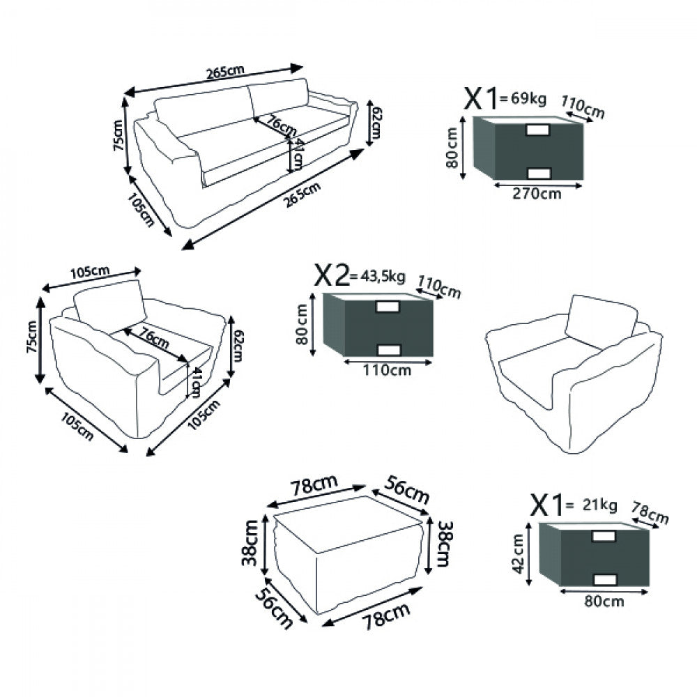 Salotto polinesia 3 p c/cuscini